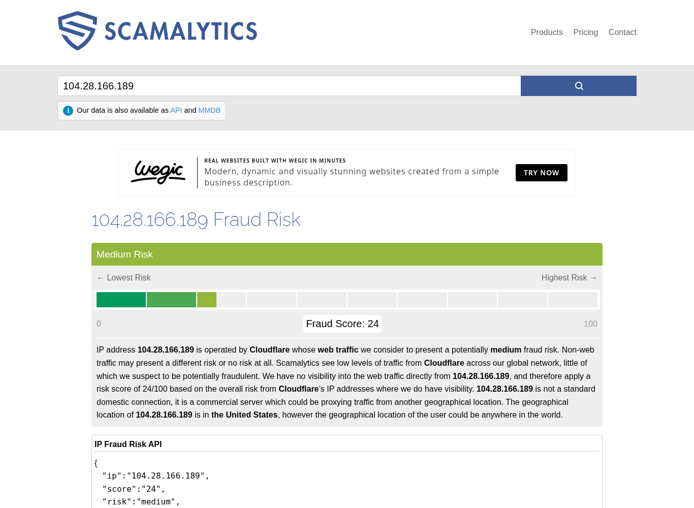 v1 Scamalytics：Fraud Score 24